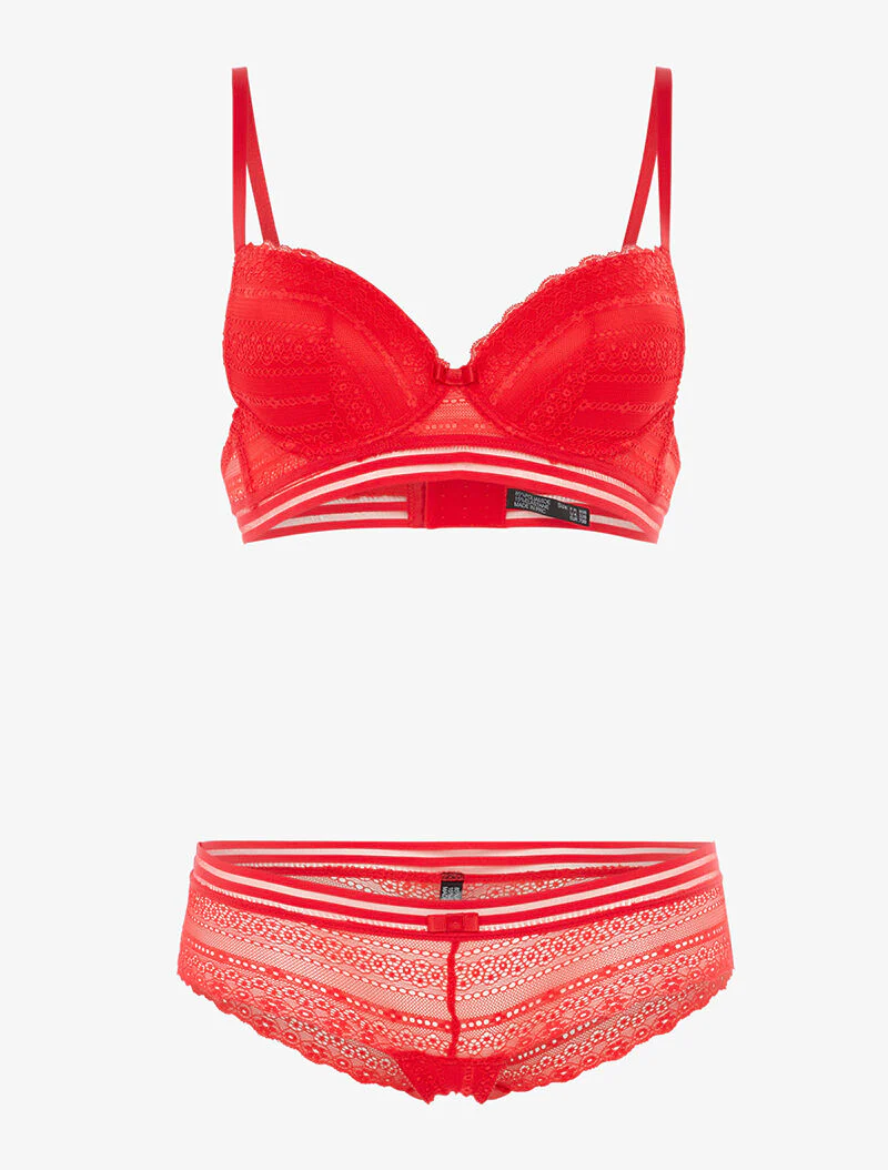 SG set en shorty met grafische lijnen - rood