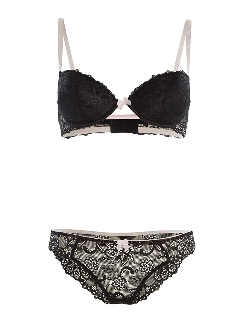 Set SG en slip met contrasterende bies - zwart