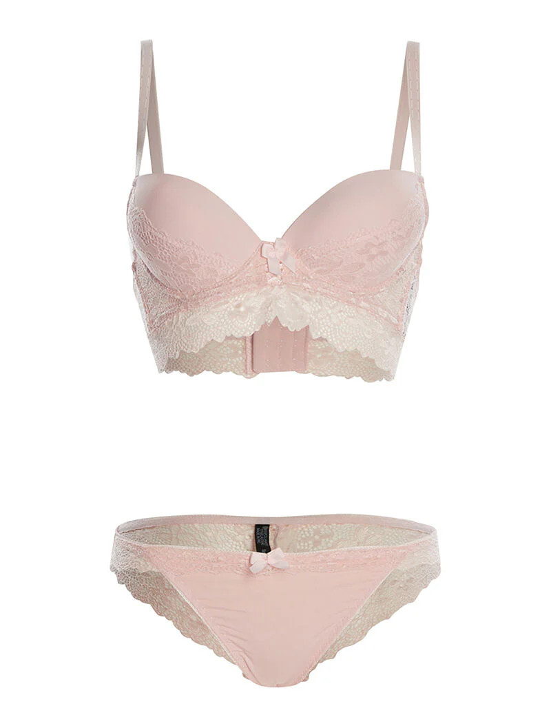 SG set en slip met kanten rand - roze