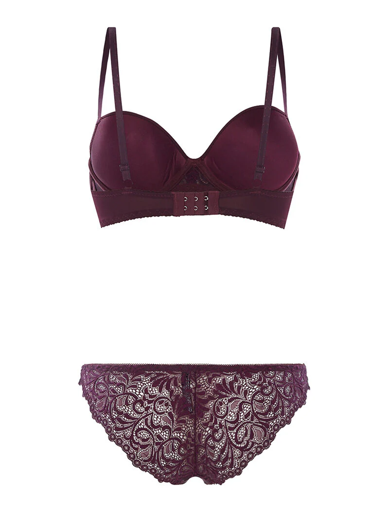 Set SG en slip met kanten rand - pruim - paars - Image 2