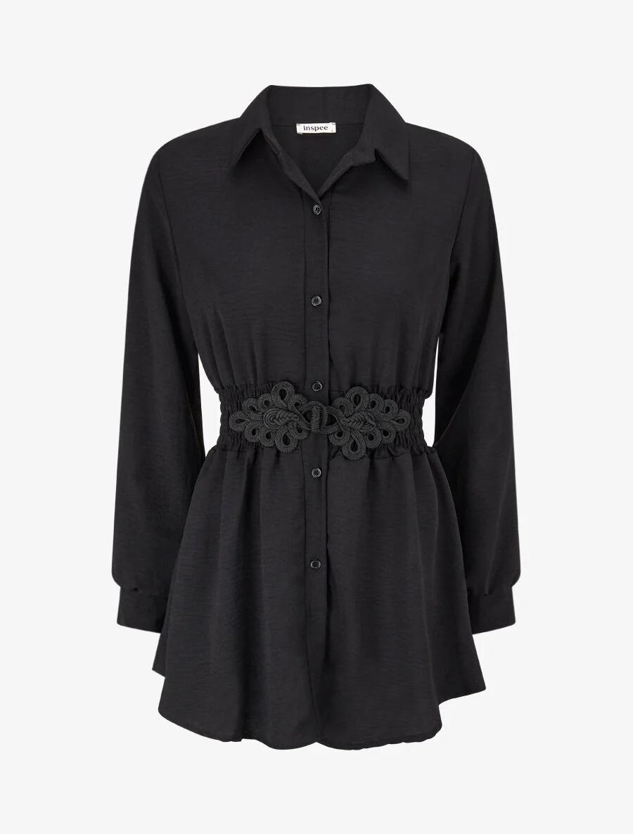 Shirt met elastische taille - Zwart