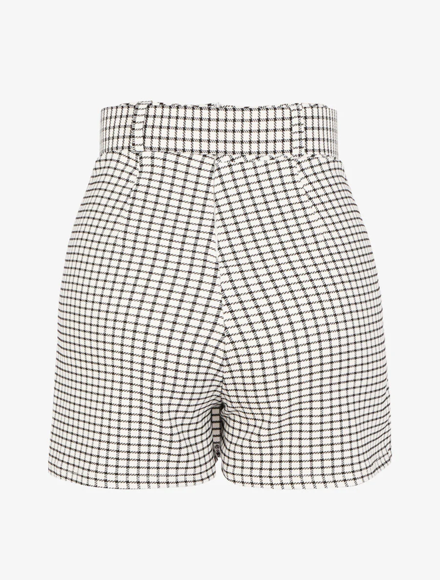 Short met ruitjesprint. - Zwart - Image 2