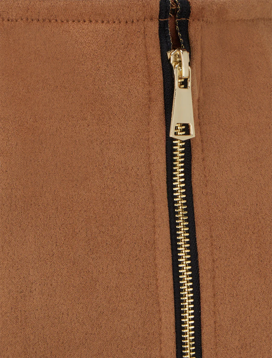 Short van suèdine met trompe-l'oeil-effect - Kameel - Image 3