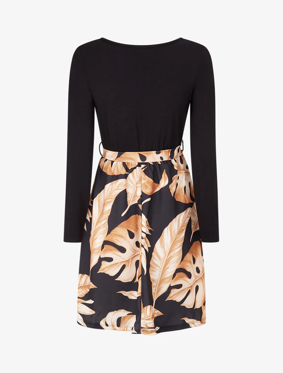 Skaterjurk met rok met tropische print - zwart - Image 2