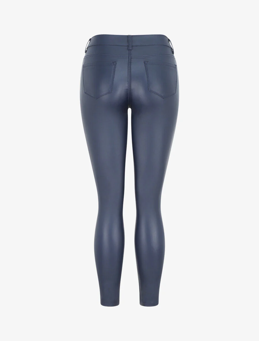 Skinny broek van imitatieleer - Marineblauw - Image 2