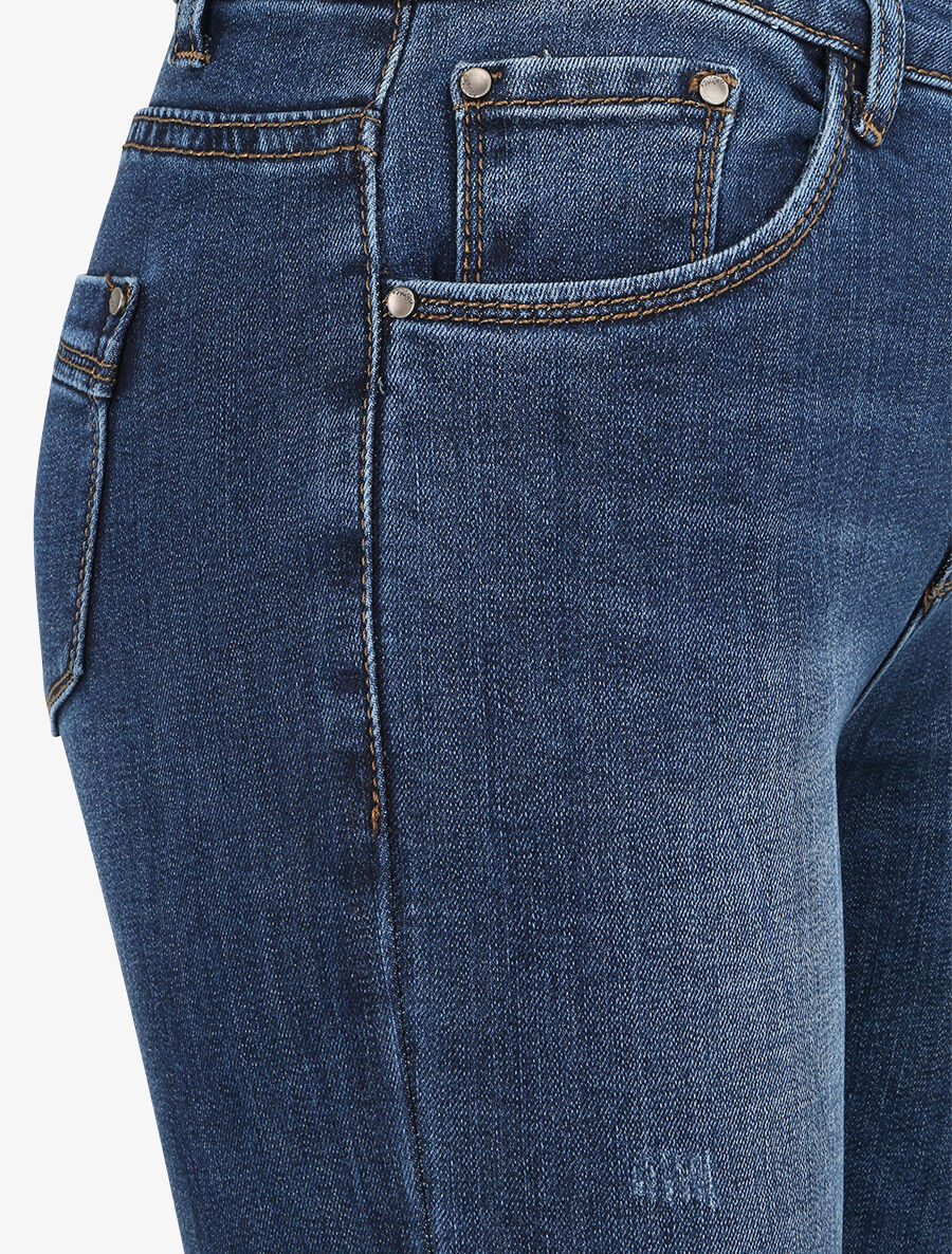 Hoge taille skinny jeans en gewassen - Blauw - Image 3