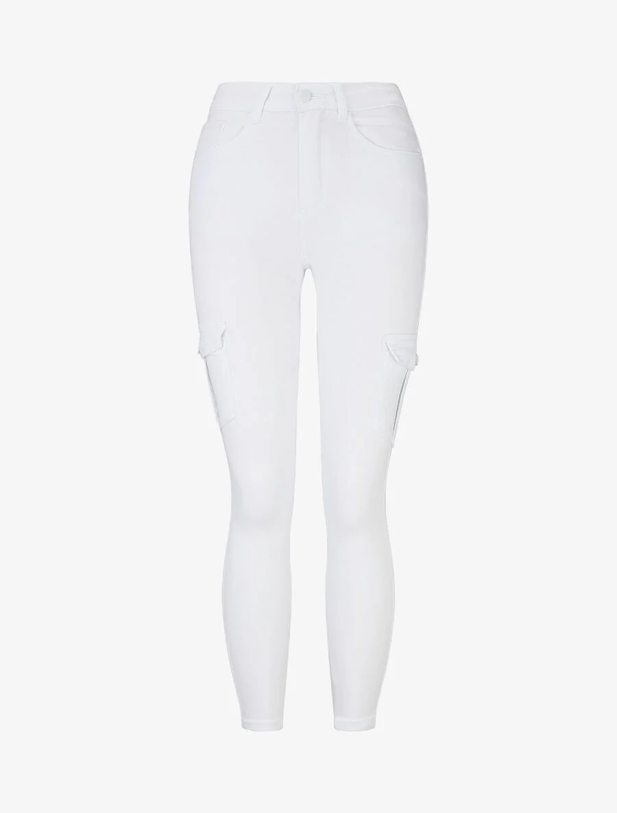 Skinny jeans in cargostijl - wit