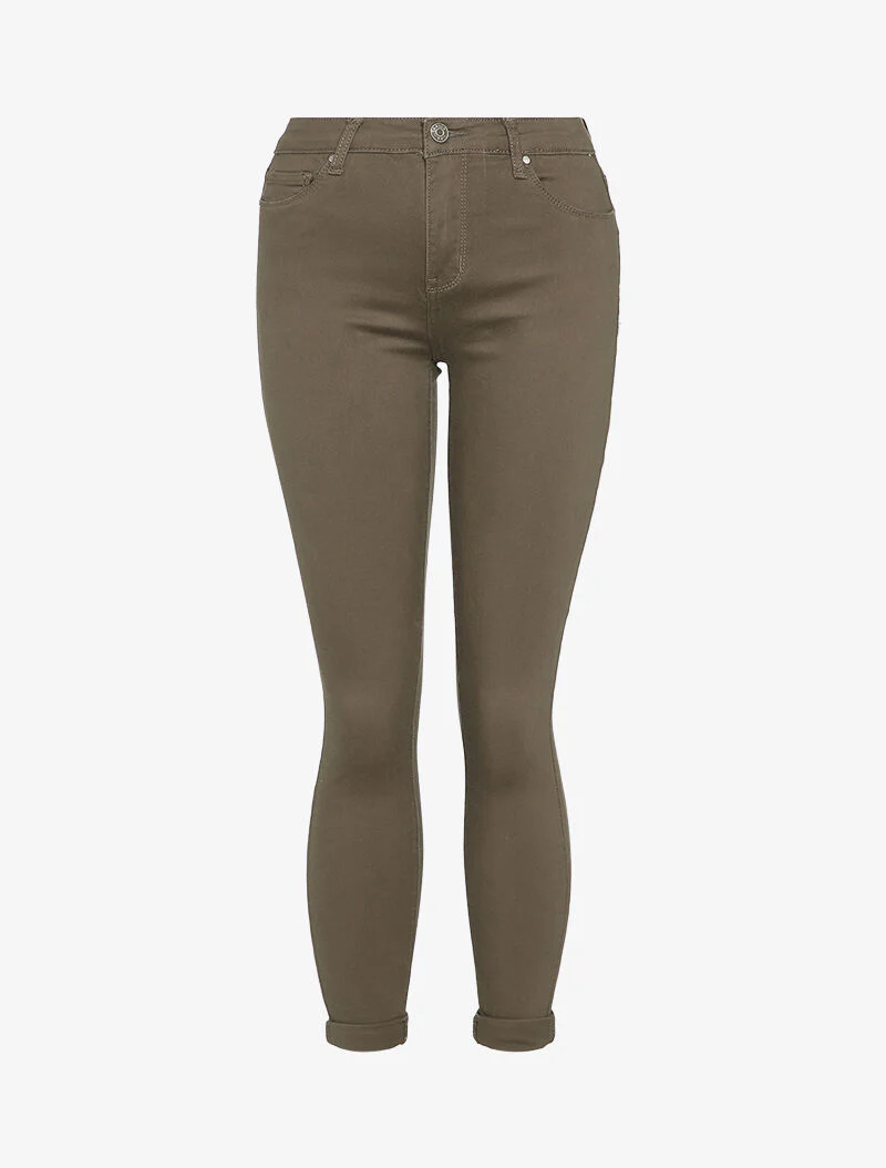 Skinny jeans in effen casual stijl - Taupe