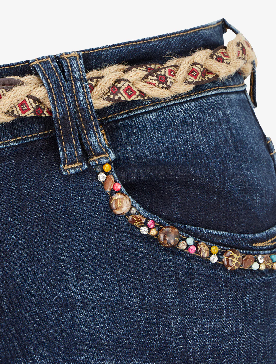 Skinny jeans met parelinzetstukken - Blauwe denim - Image 3