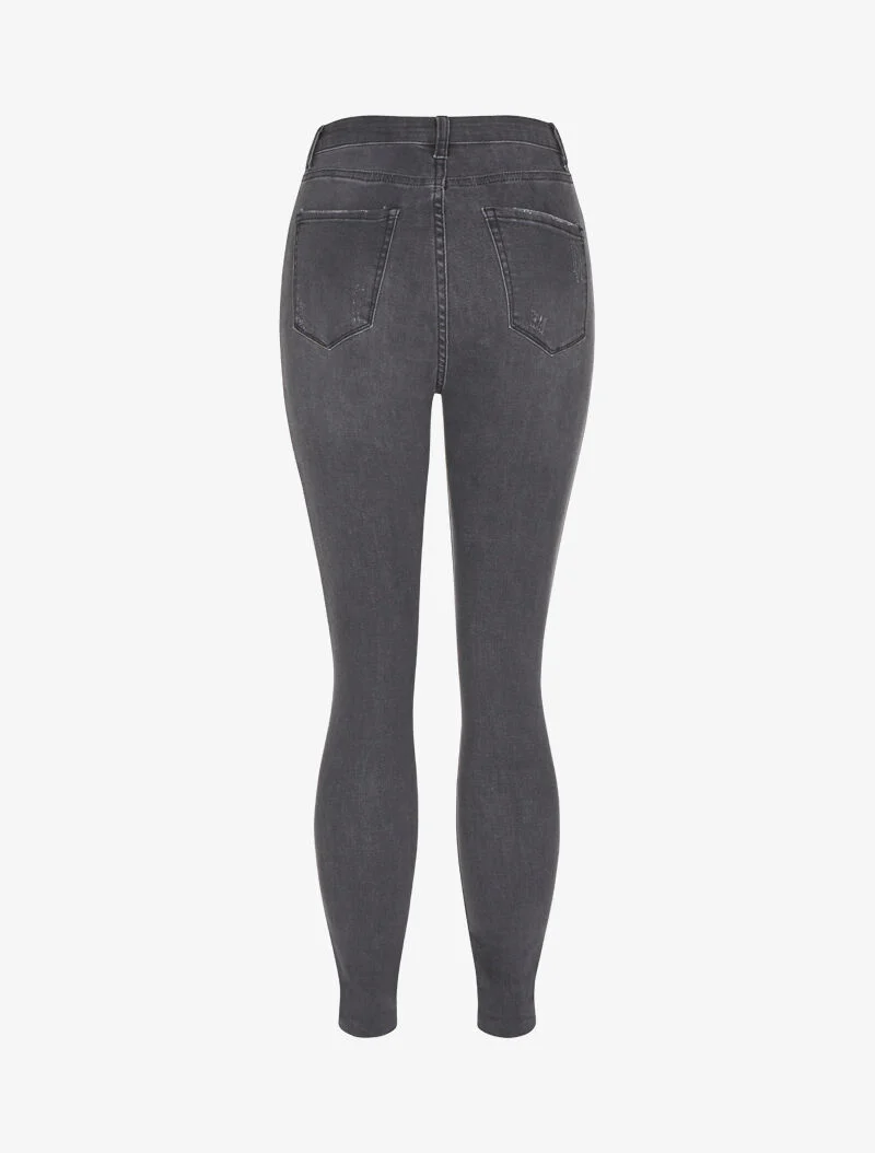 Skinny jeans met scheuren - antraciet - Image 4