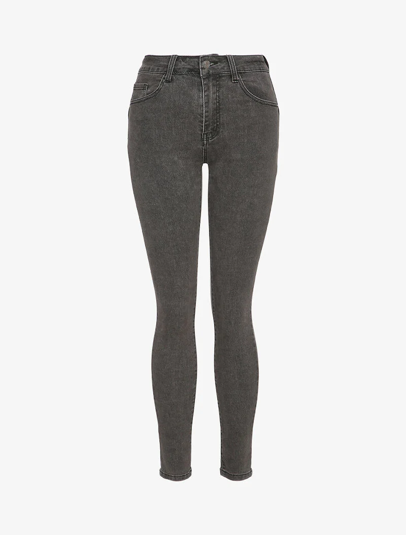 Skinny jeans met standaard taille - Grijs