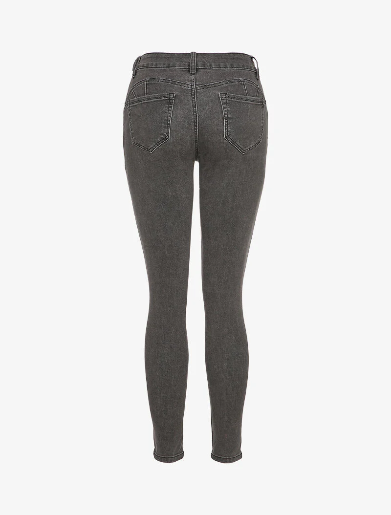 Skinny jeans met standaard taille - Grijs - Image 2