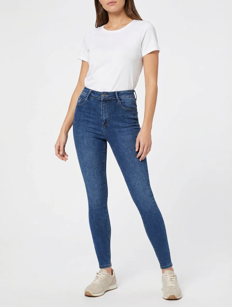 Skinny push-up jeans met hoge taille - Blauw - Image 4