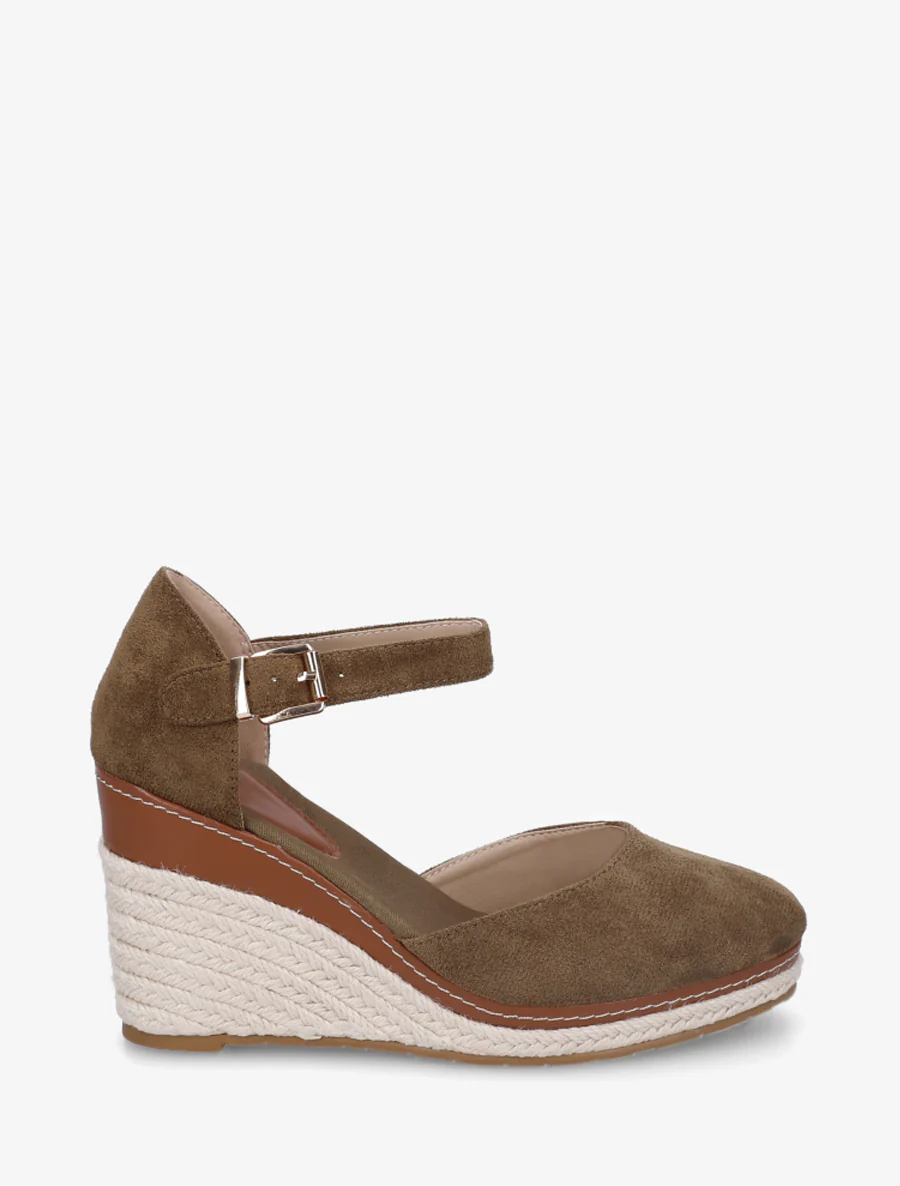 Sleehak espadrilles van suède - Kaki