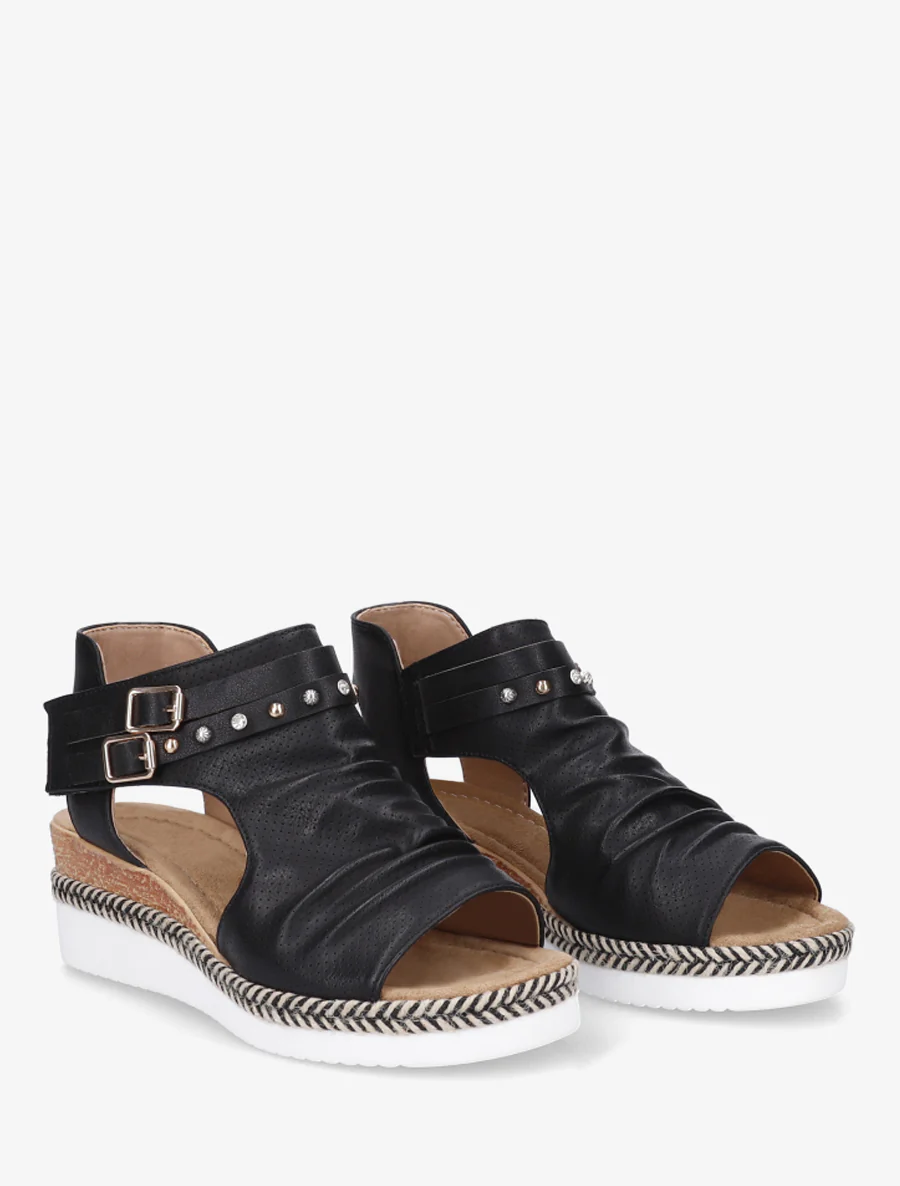Sleehaksandalen met kreukeffect - Zwart - Image 4