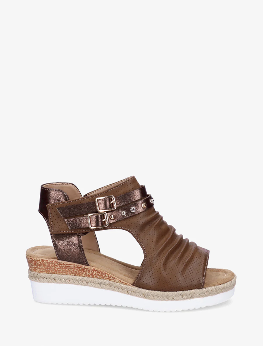 Sleehaksandalen met kreukeffect - Bruin