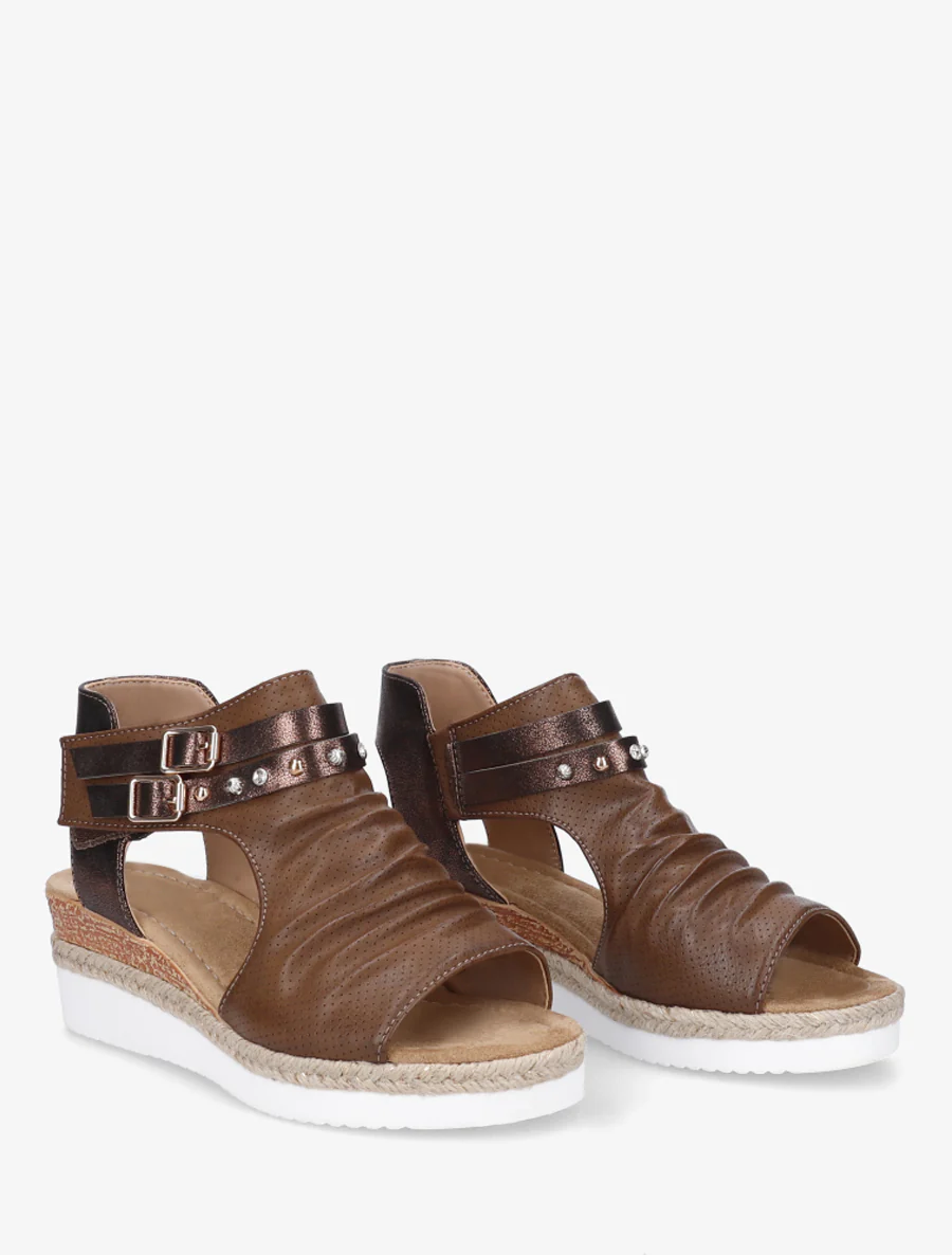 Sleehaksandalen met kreukeffect - Bruin - Image 4