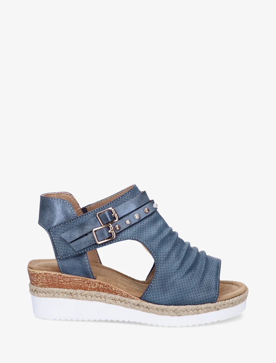 Sleehaksandalen met kreukeffect - Blauw