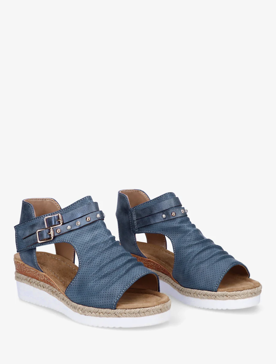Sleehaksandalen met kreukeffect - Blauw - Image 4