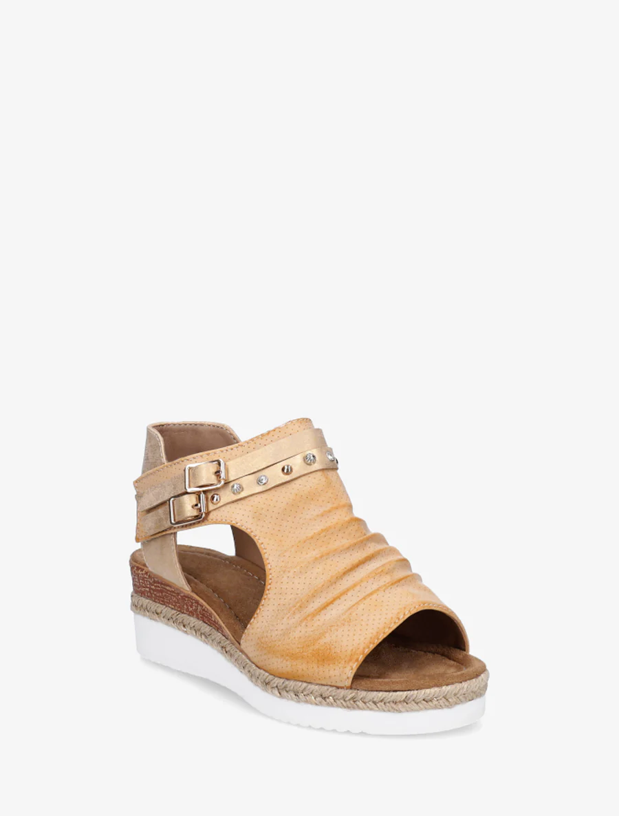 Sleehaksandalen met kreukeffect - Goud - Image 2