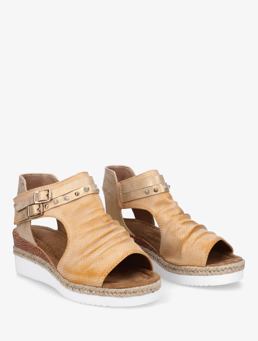 Sleehaksandalen met kreukeffect - Goud - Image 4