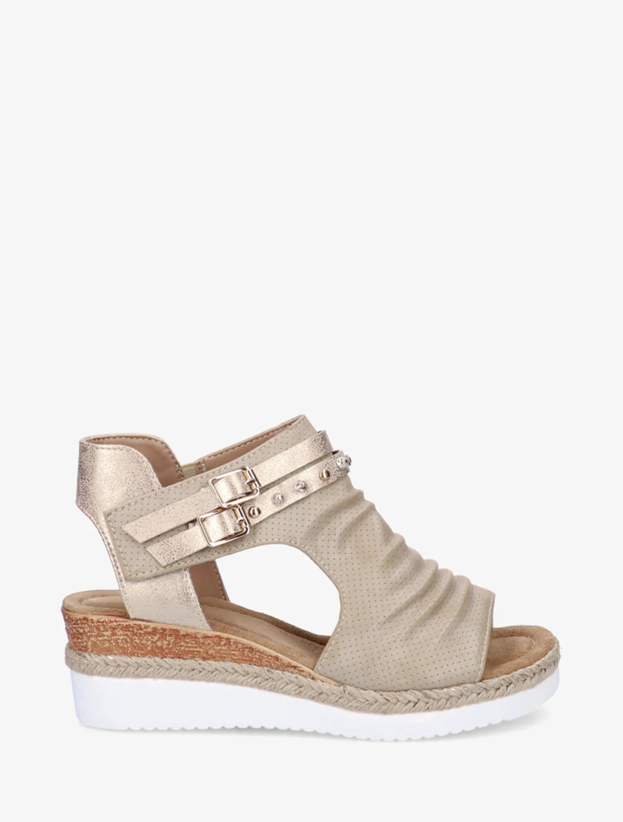 Sleehaksandalen met kreukeffect - Beige