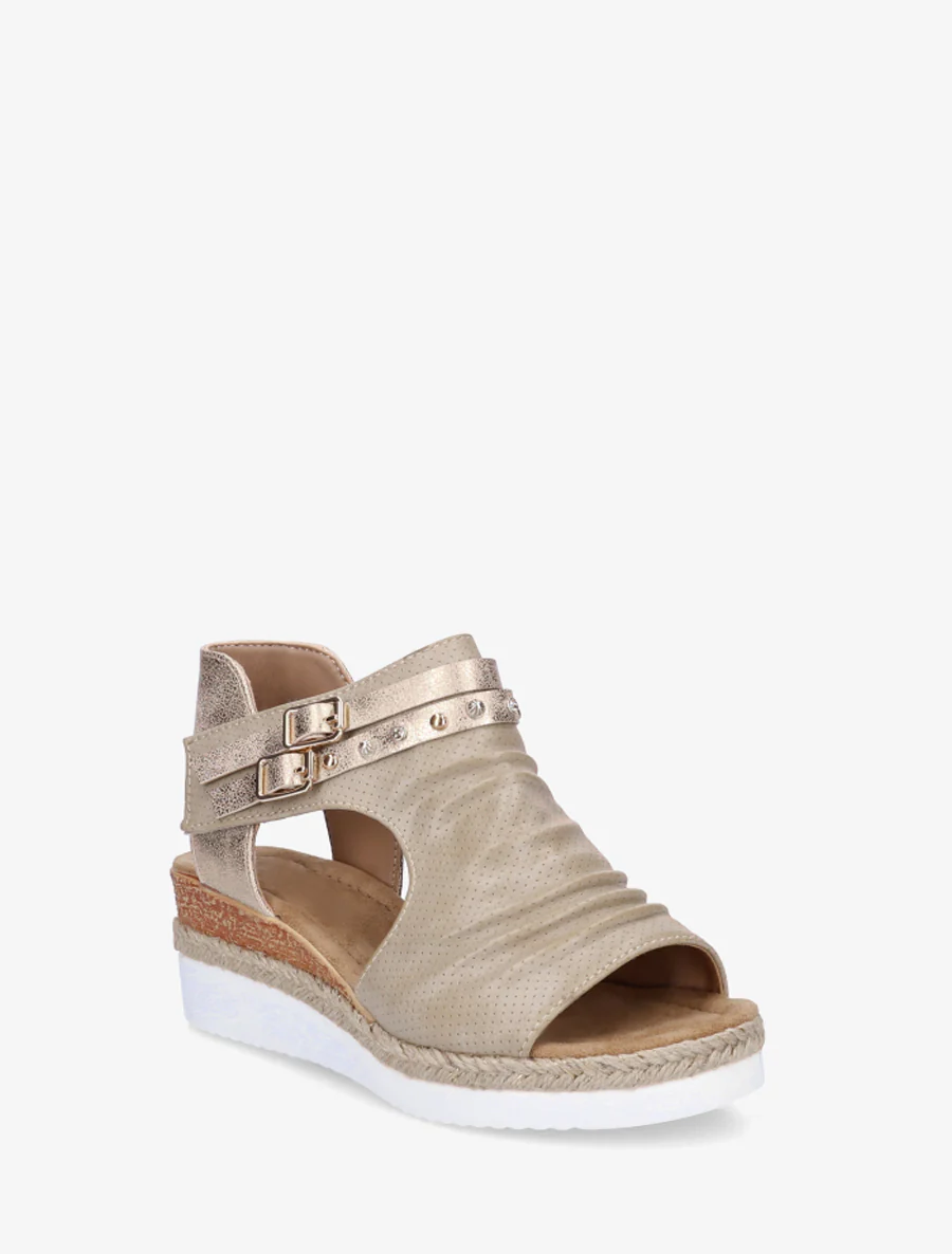Sleehaksandalen met kreukeffect - Beige - Image 2
