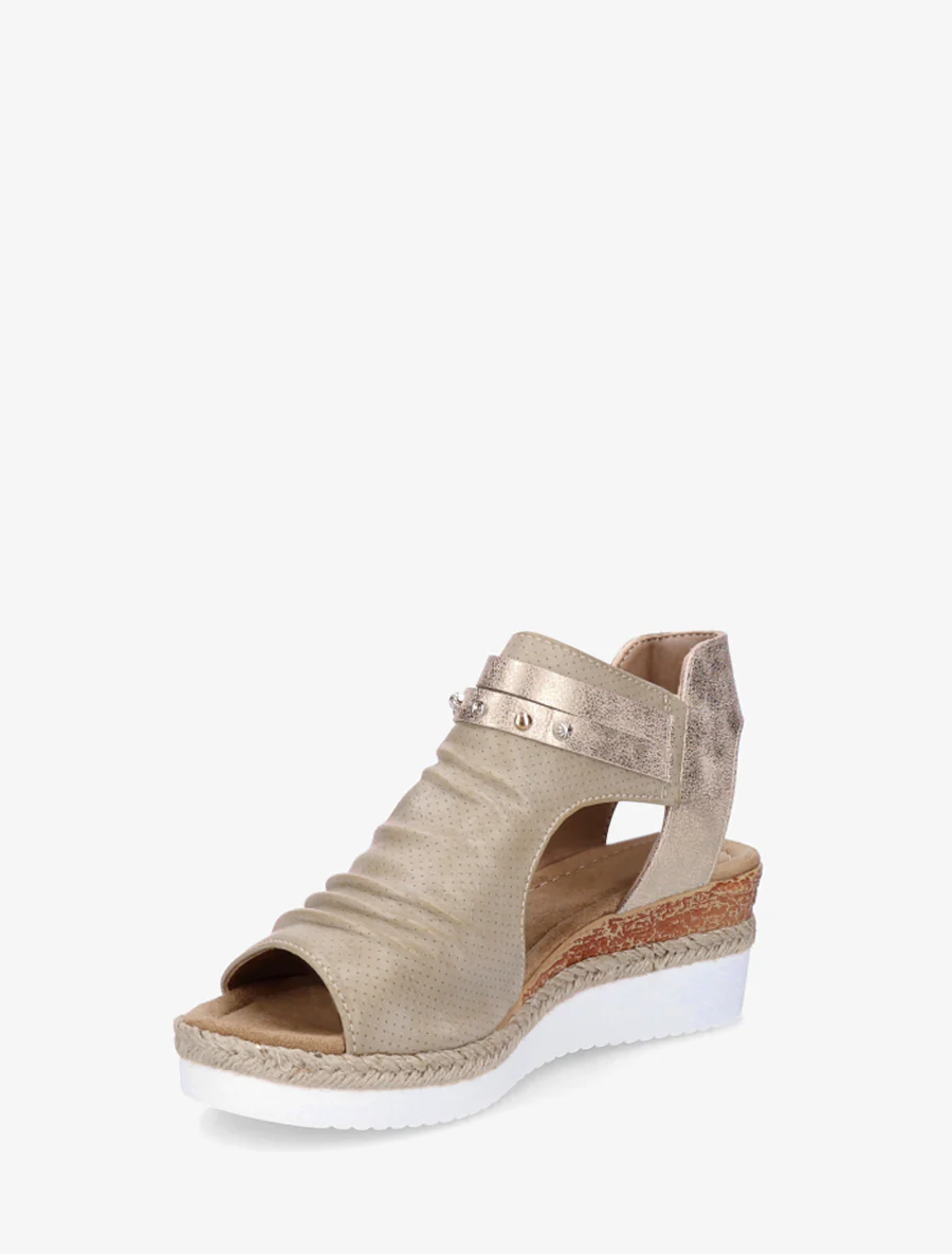 Sleehaksandalen met kreukeffect - Beige - Image 3