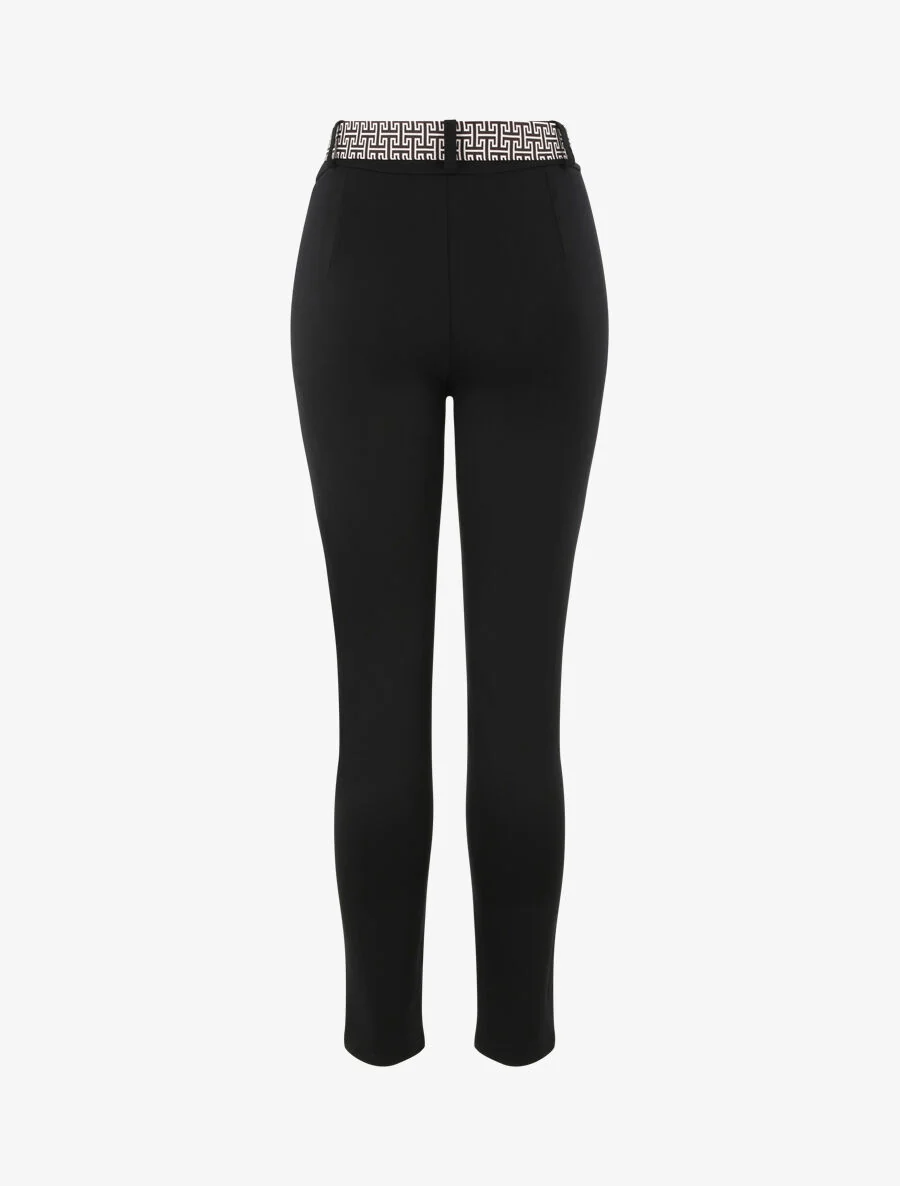 Slim fit broek met grafische geprinte riem - Zwart - Image 2