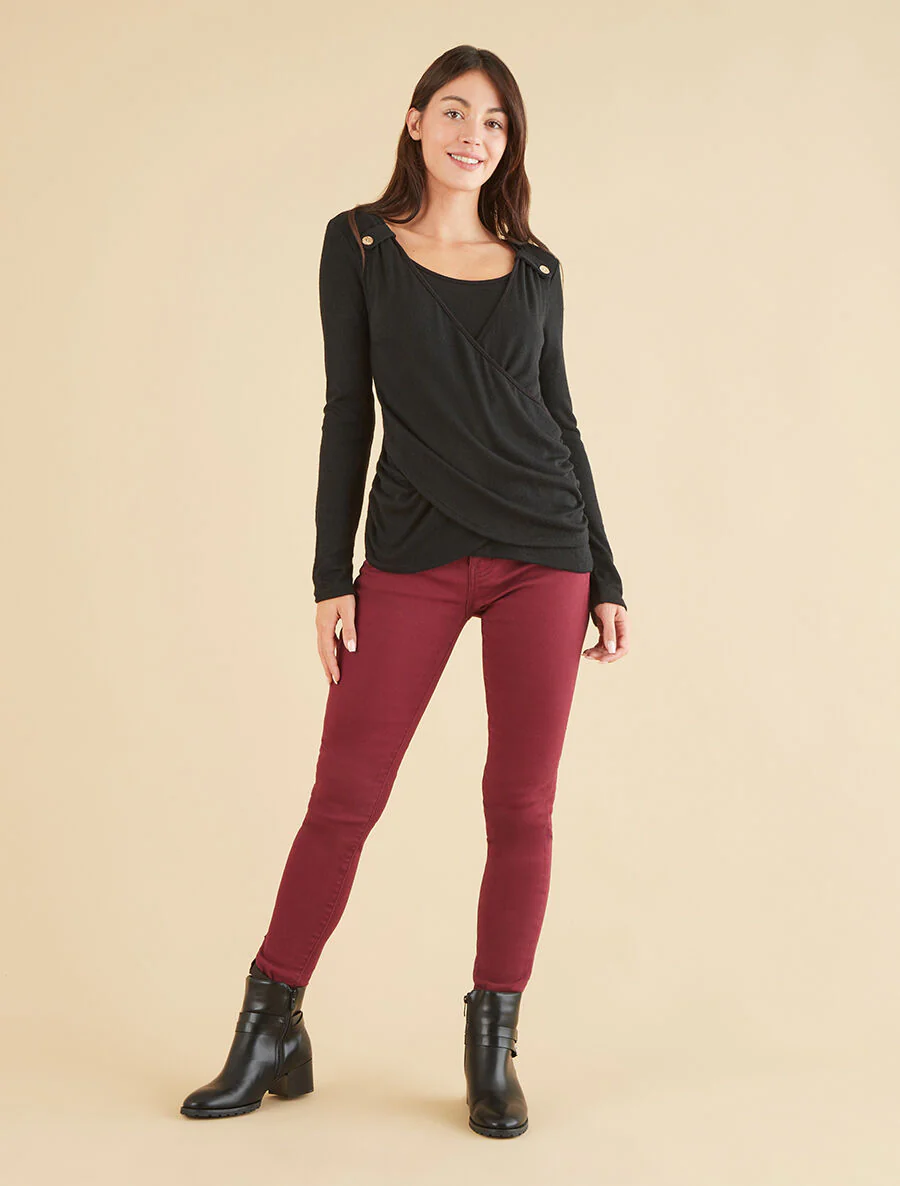 Slim fit effen jeans - granaatrood - Image 4