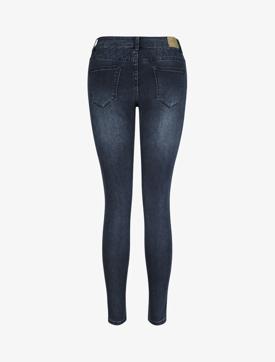 Jean slim met geborduurd ruitjespatroon - Ruw denim - Image 2