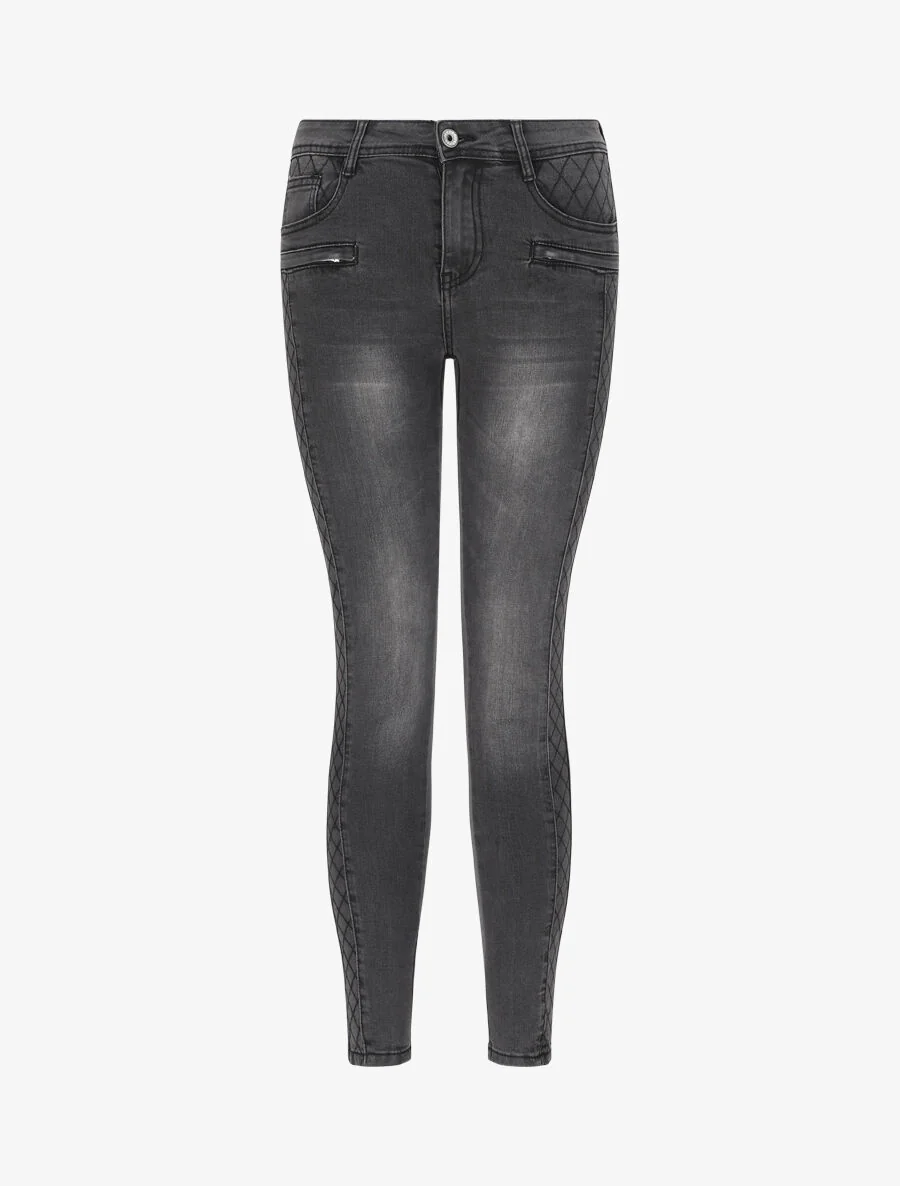 Slim jeans met doorgestikte naden - Donkergrijs