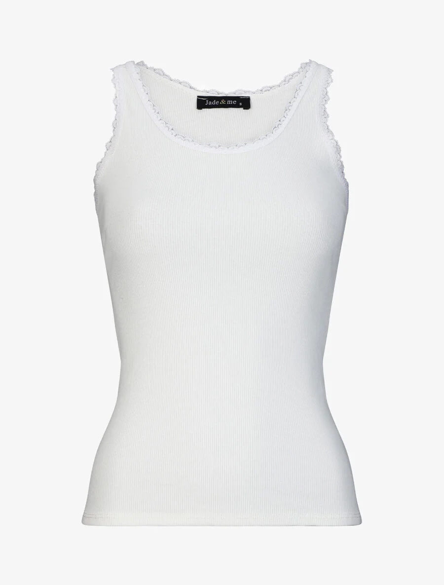 Slim-fit T-shirt met ronde kanten kraag - Wit