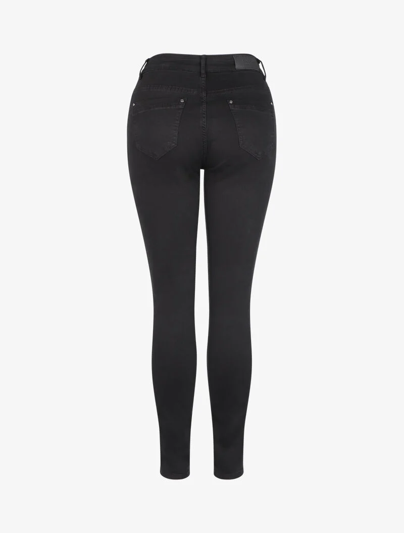 Hoge taille effen skinny jeans - Zwart - Image 2