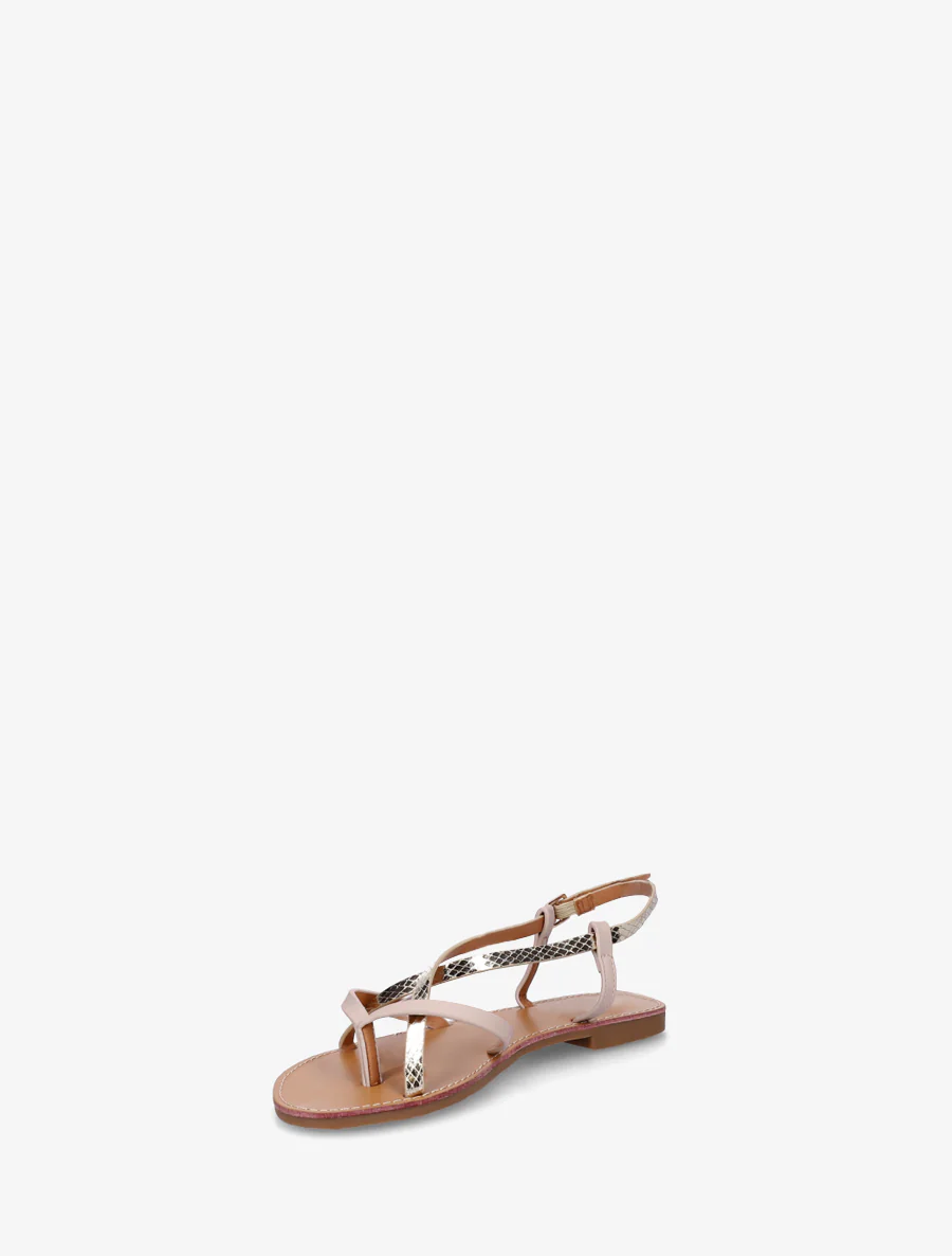 Slippers met python-effect en gekruiste bandjes - Naakt - Image 3
