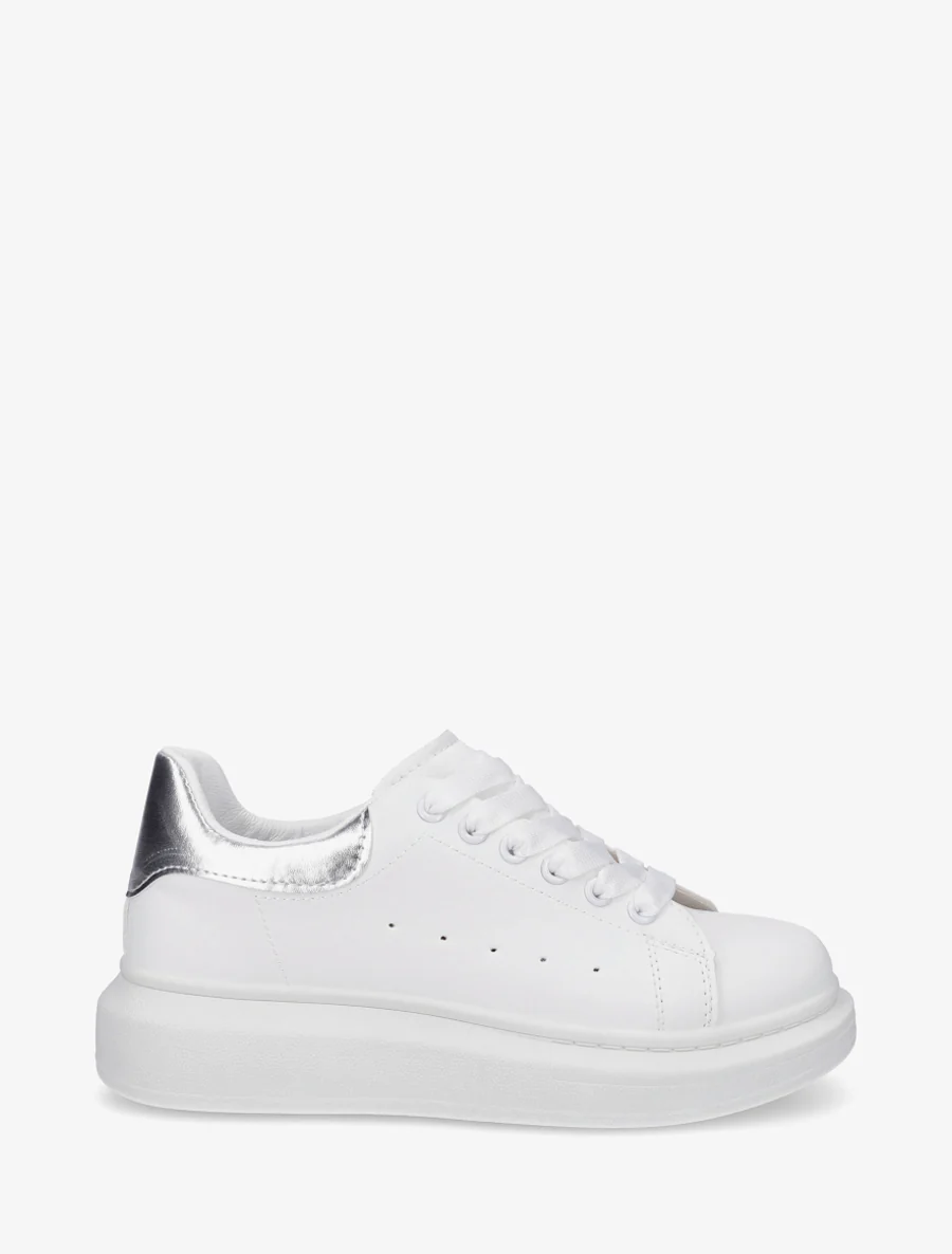 Sneakers met contrasterende hielversteviging - Wit/zilver
