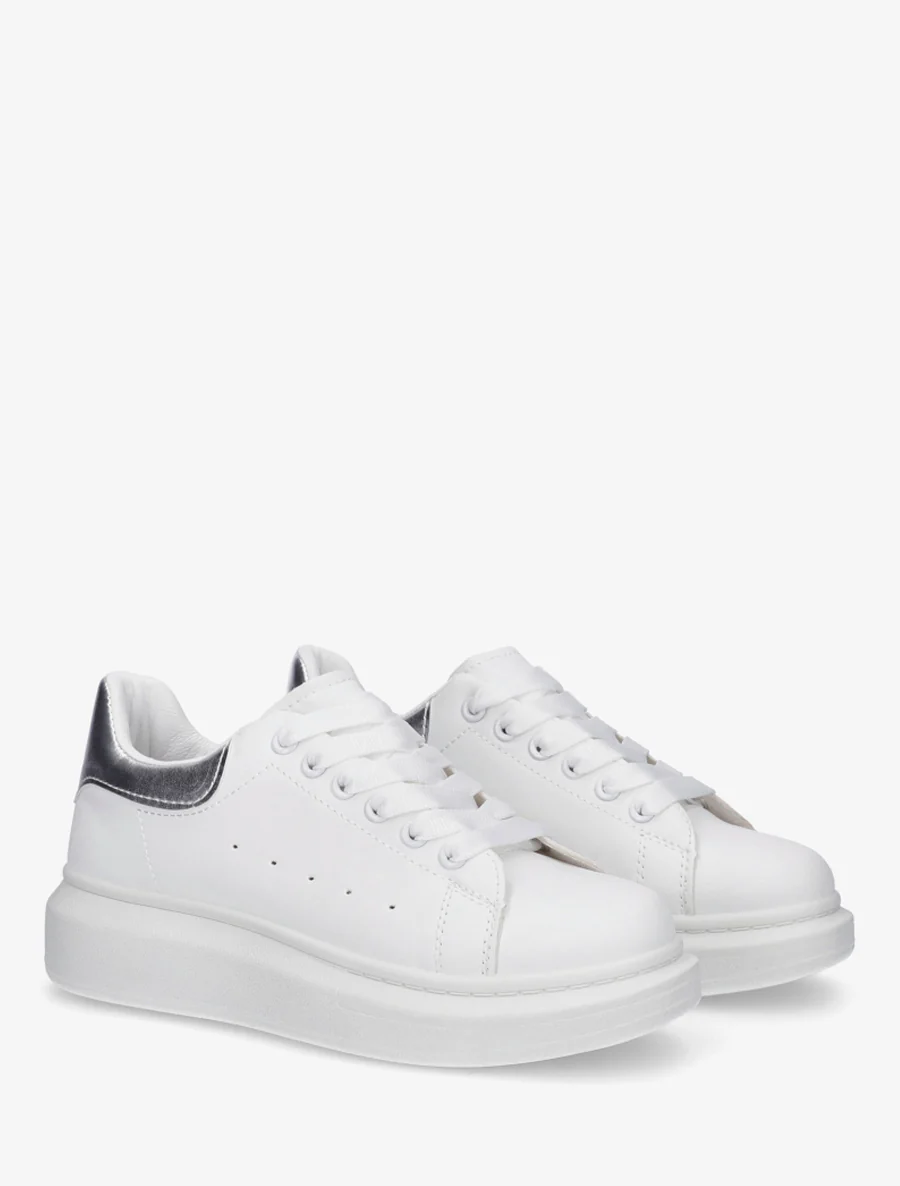 Sneakers met contrasterende hielversteviging - Wit/zilver - Image 4