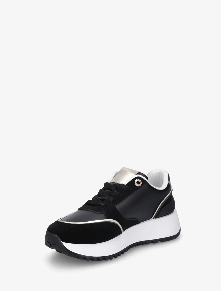 Sneakers met decoratieve rits en ongelijke banden - Zwart - Image 3