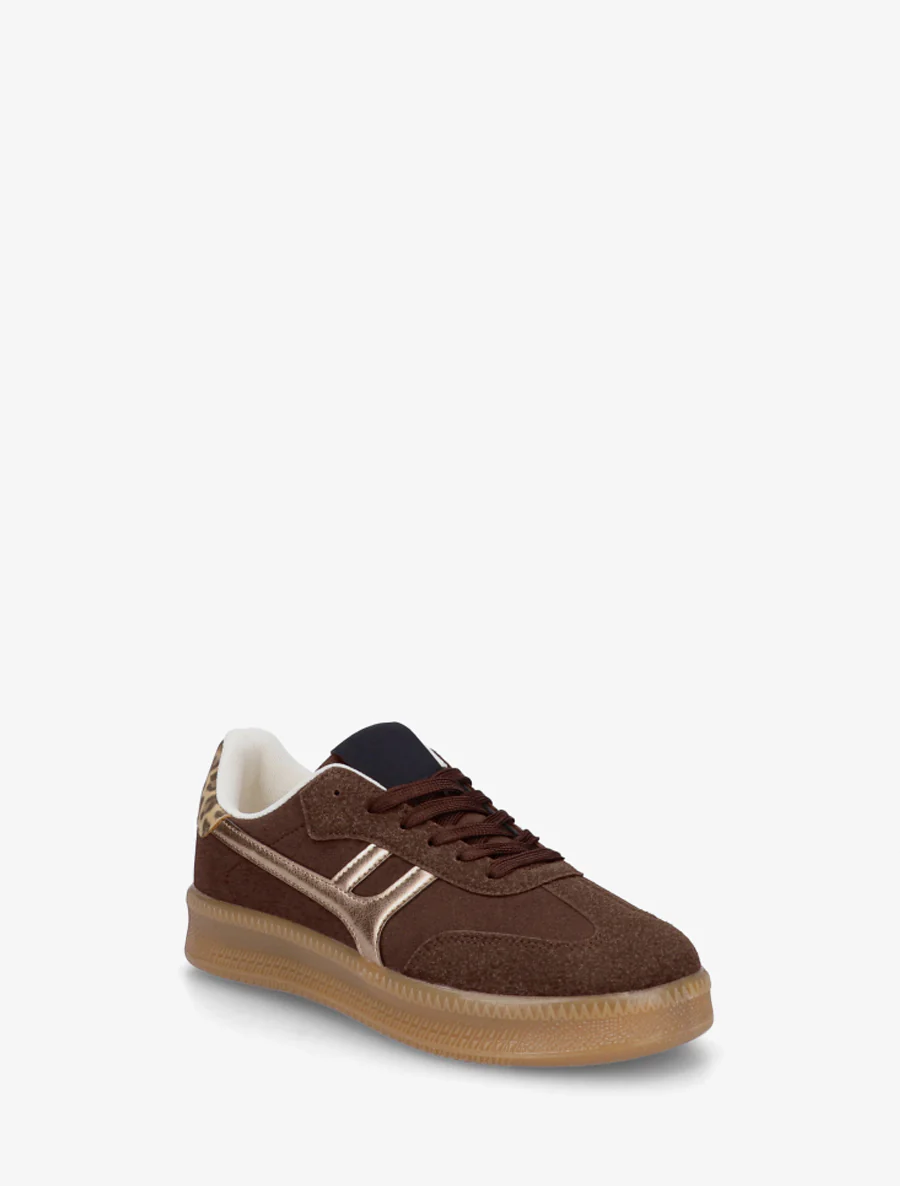 Sneakers met grafische inzetstukken en luipaardaccent. - Bruin - Image 2