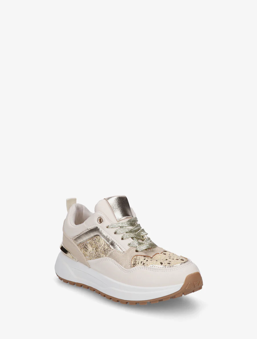 Sneakers met haakwerk inzetstukken - Goud - Image 2