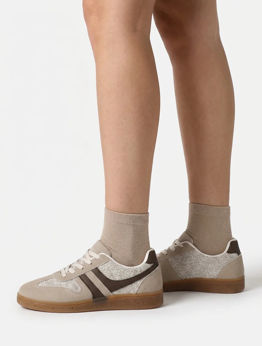 Sneakers met inzetstukken van stof met tweed-effect - Mol - Image 5