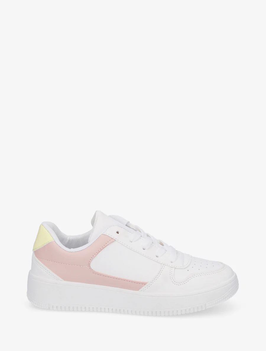 Sneakers met kleurvlakken - Wit/roze