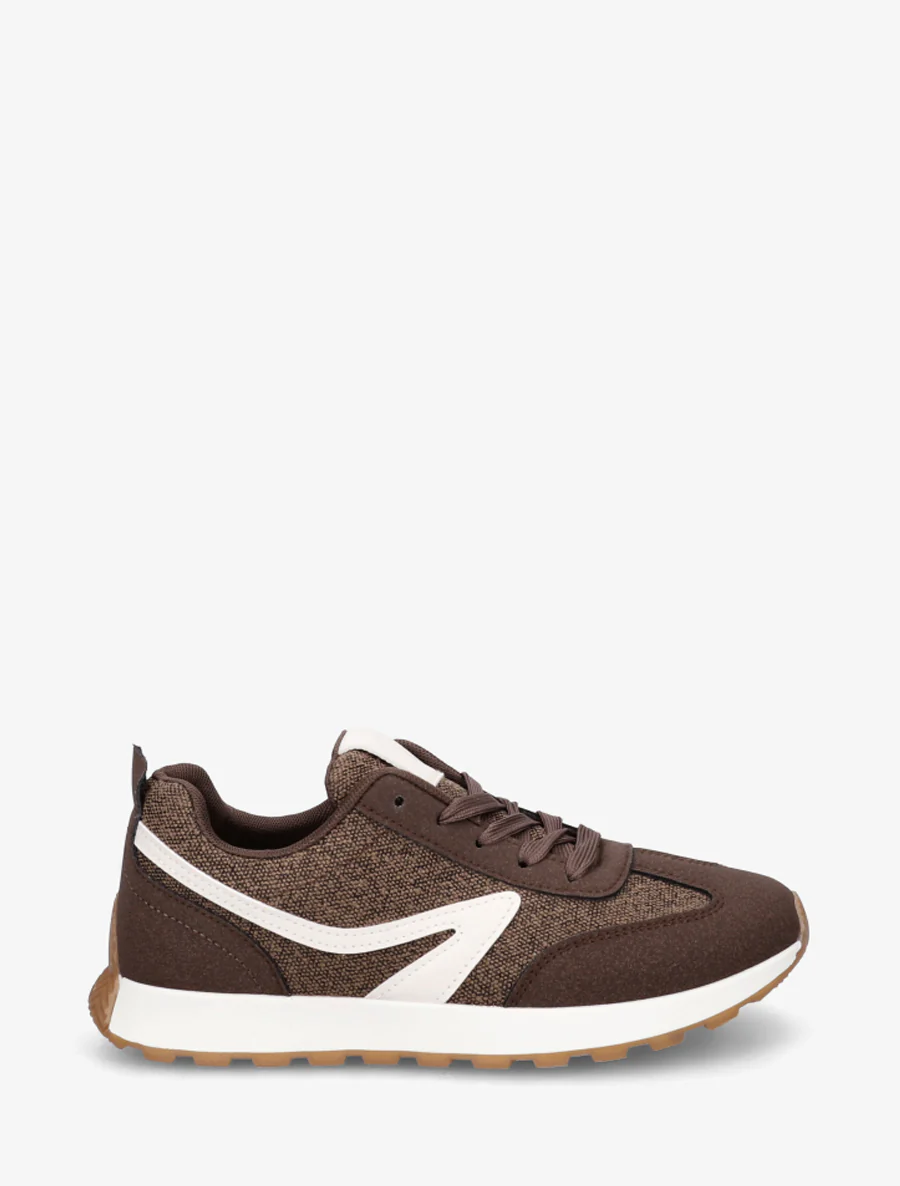 Sneakers met stoffen inzetstukken en nubuck-effect - Bruin