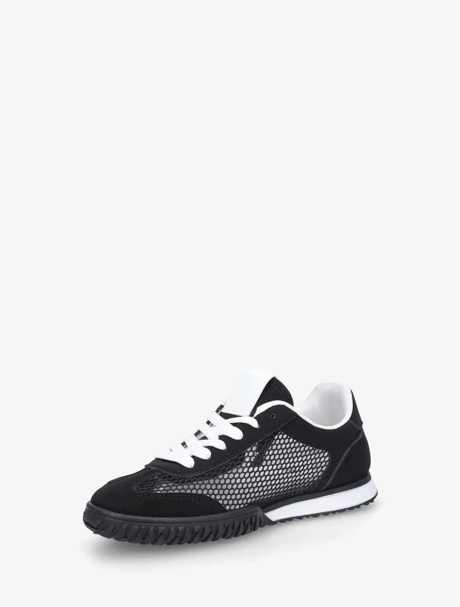 Sneakers met strepen en wafelstof. - Zwart - Image 3