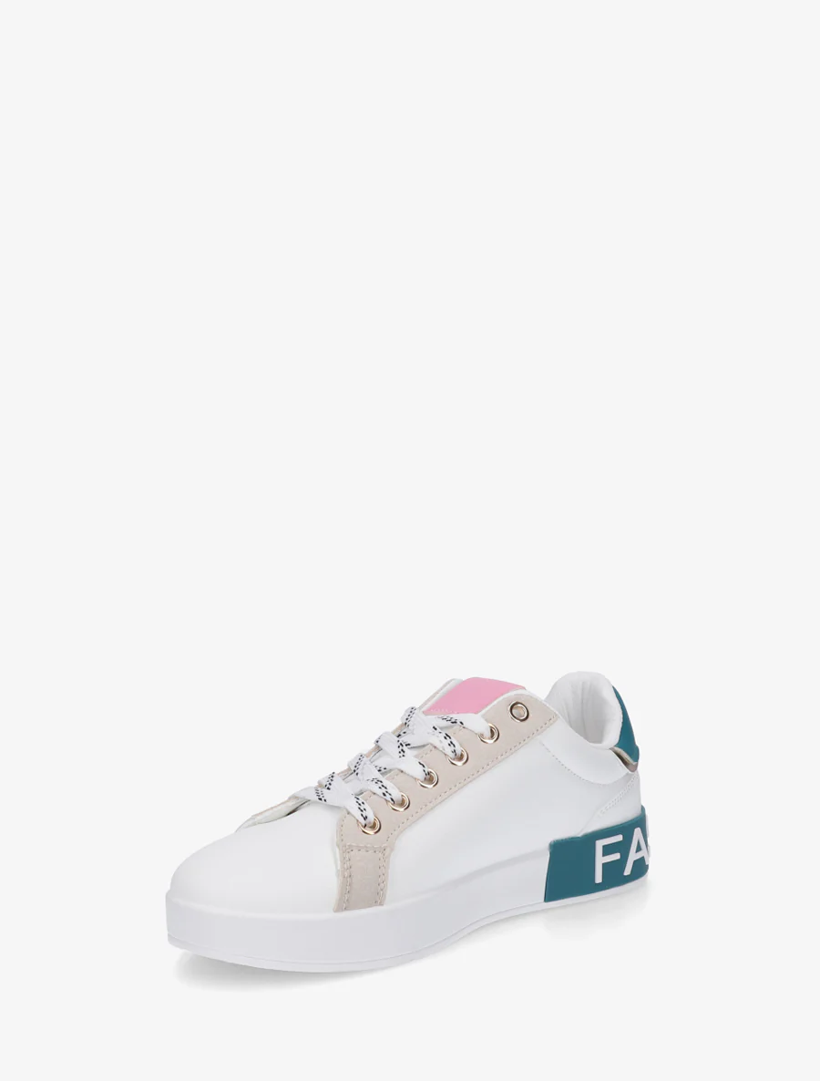 Sneakers van imitatieleer met iriserende band en ritssluiting - Eendenblauw - Image 3