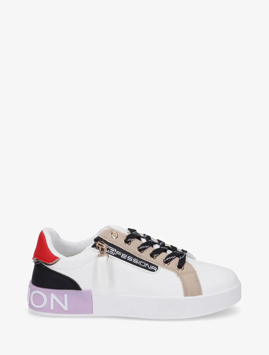 Sneakers van imitatieleer met iriserende band en ritssluiting - Sering