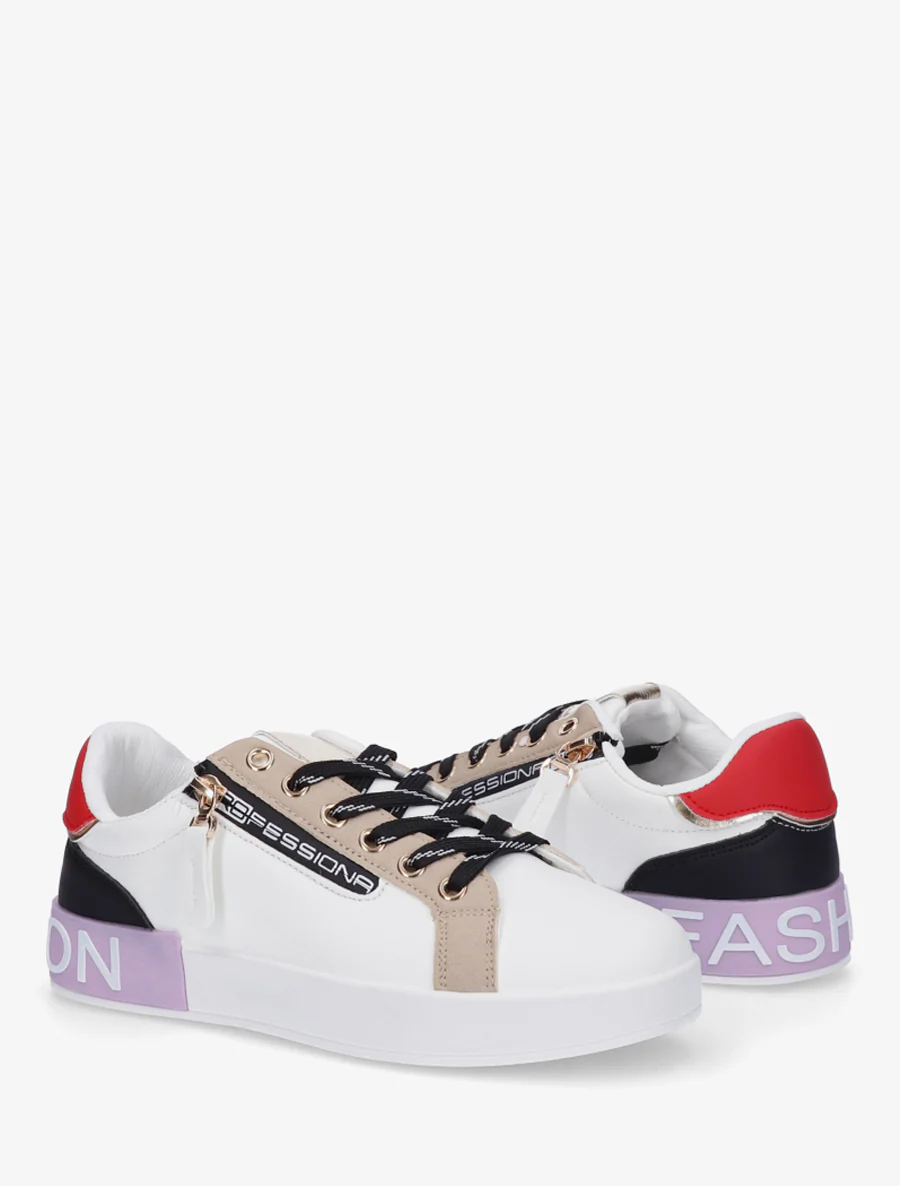 Sneakers van imitatieleer met iriserende band en ritssluiting - Sering - Image 4