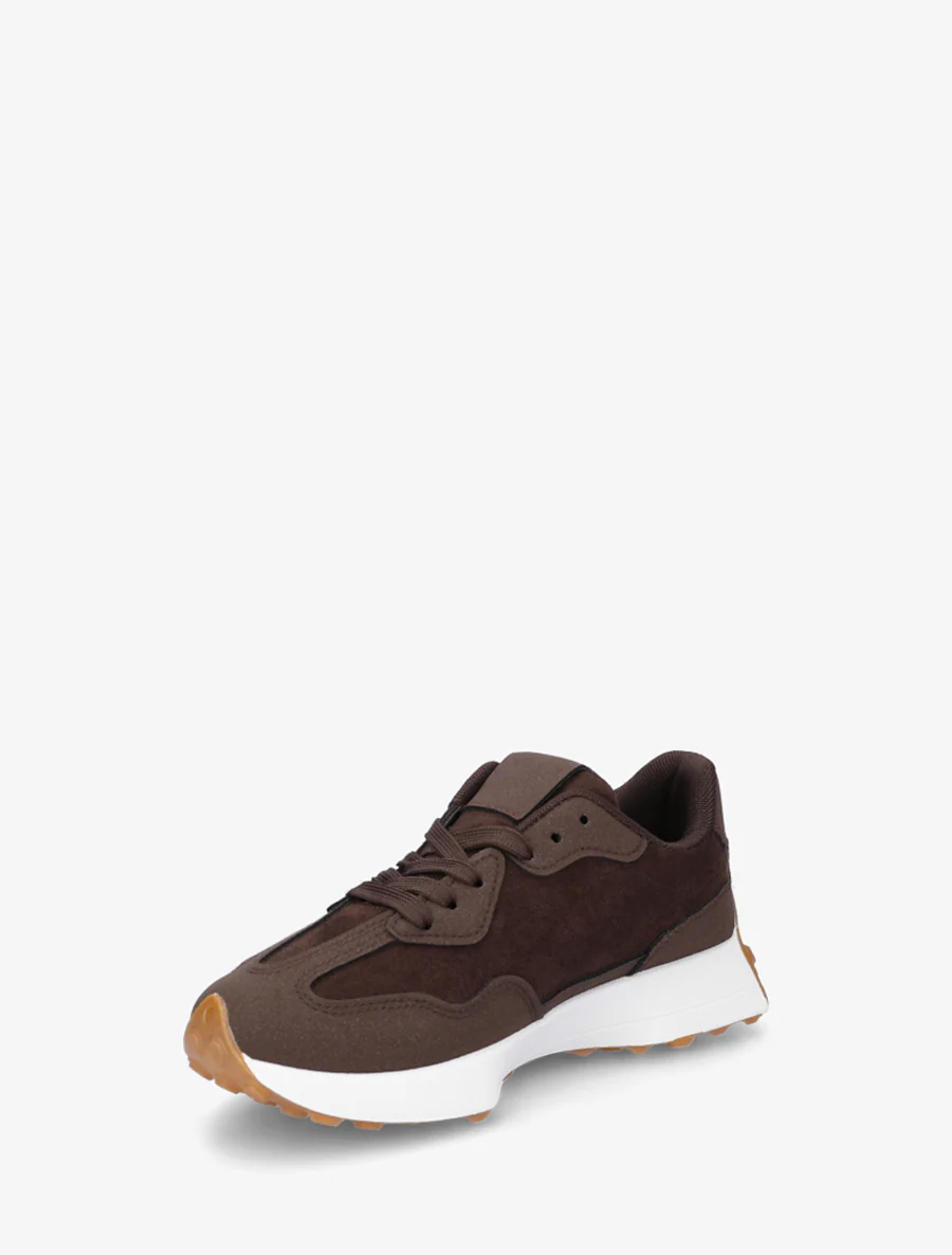 Sneakers van nubuck-effect met contrasterende strepen - Bruin - Image 3