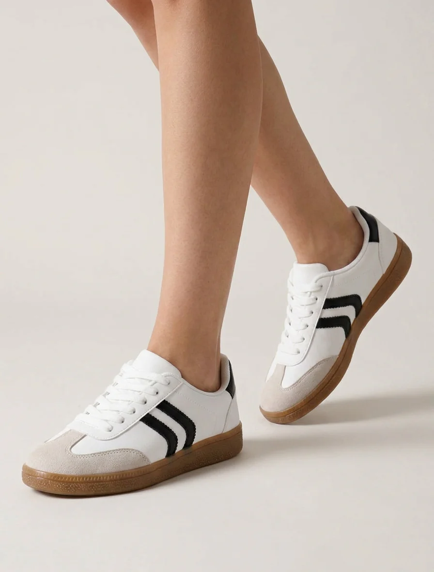 Sneakers van nubuck-effect met rubberen zool - Wit - Image 5