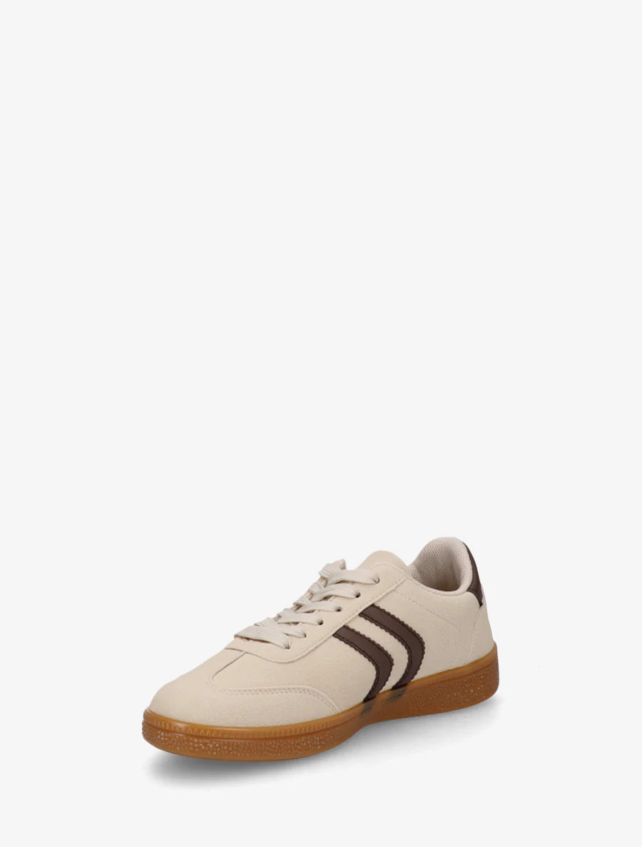 Sneakers van nubuck-effect met rubberen zool - Beige - Image 3